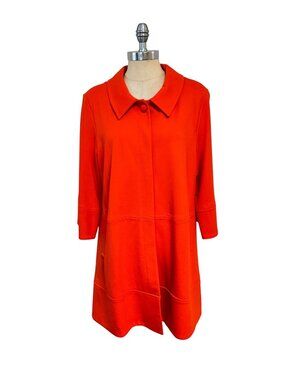 Francie Hargrove Designer Womens Orange 3/4 Sleeve Button Front Jacket Medium